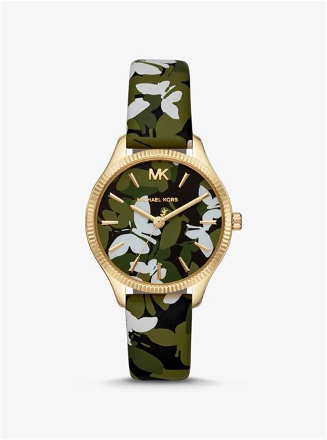 michael kors camo butterfly watch|Michael Kors MK2811 Lexington Butterfly Camo Leather Strap .